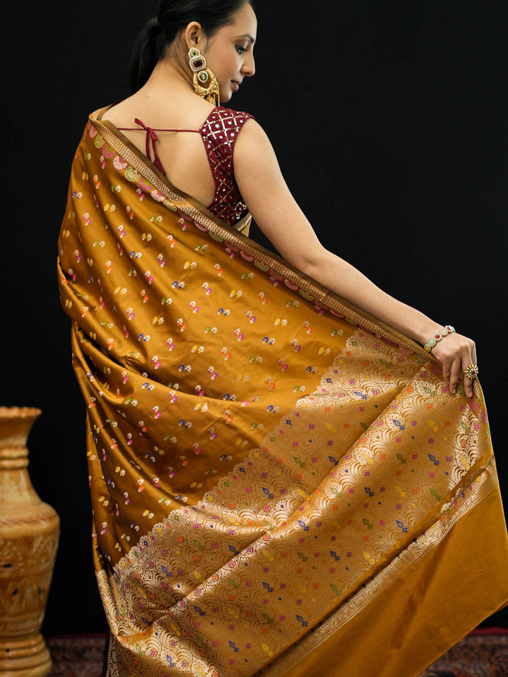 Mustard Woven Design Banarasi Saree