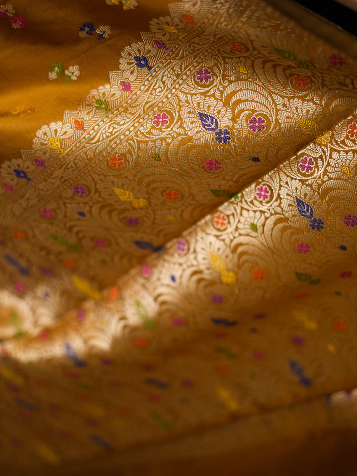 Mustard Woven Design Banarasi Saree