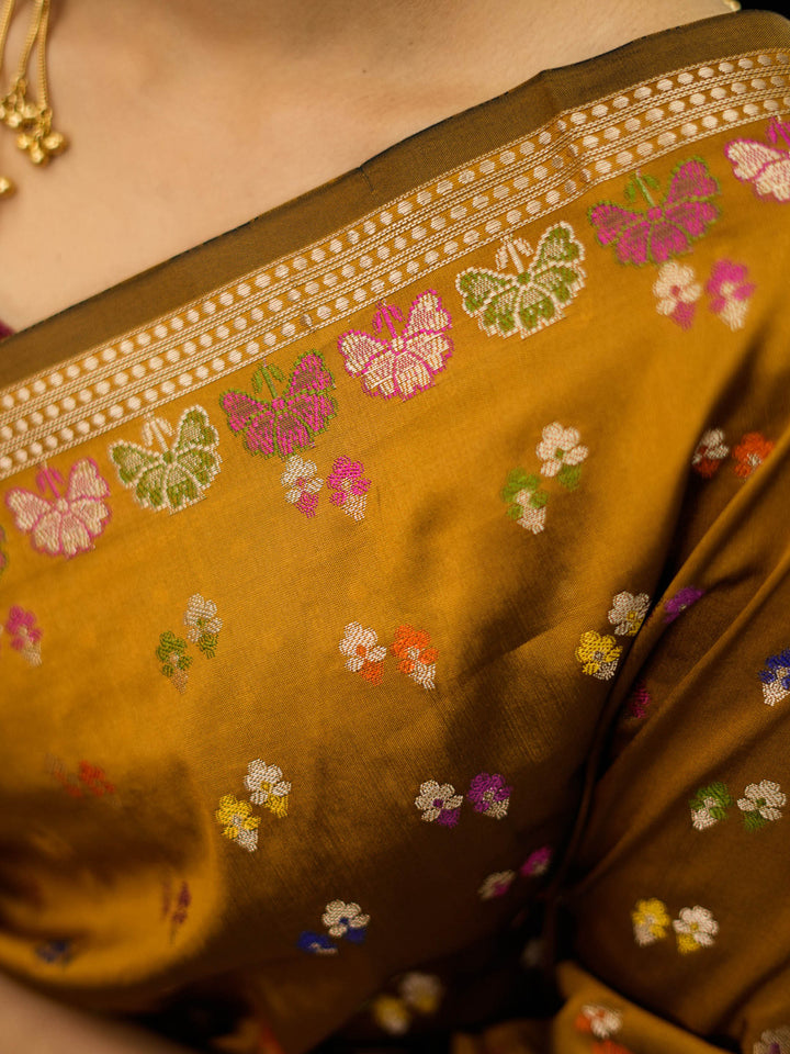 Mustard Woven Design Banarasi Saree