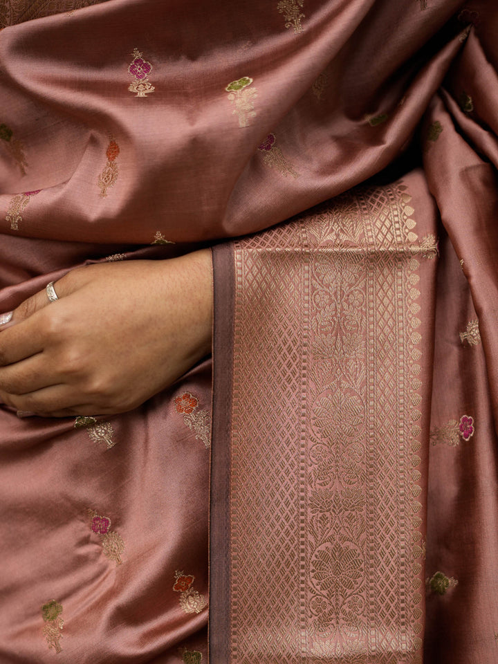 Onion Pink Woven Design Banarasi Saree