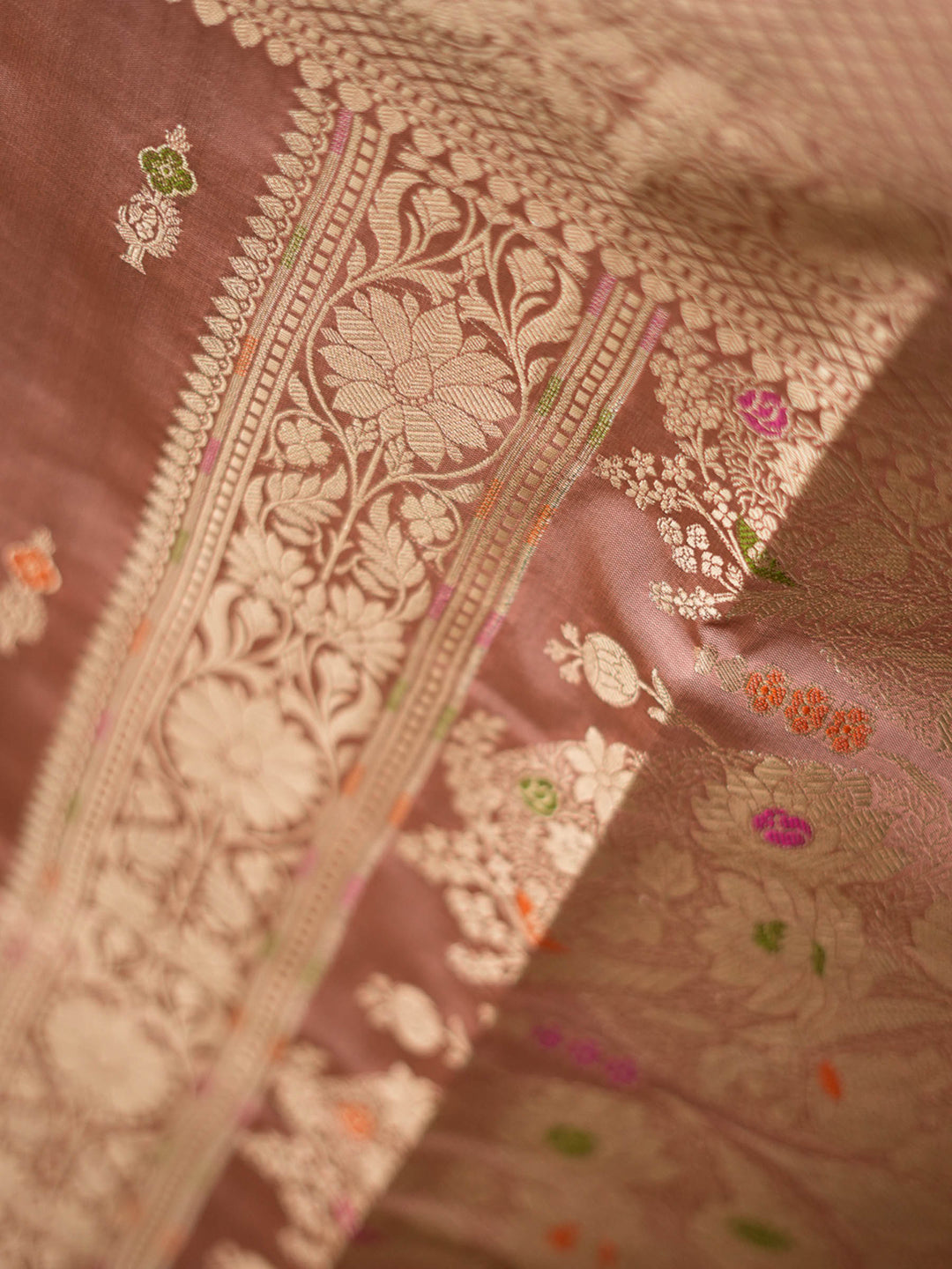 Onion Pink Woven Design Banarasi Saree