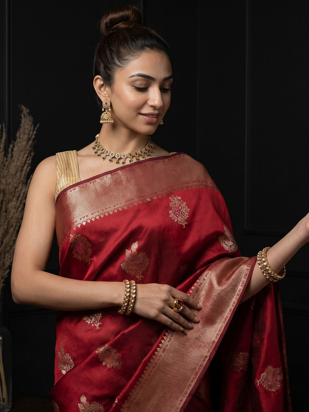 Red Banarasi Woven Saree