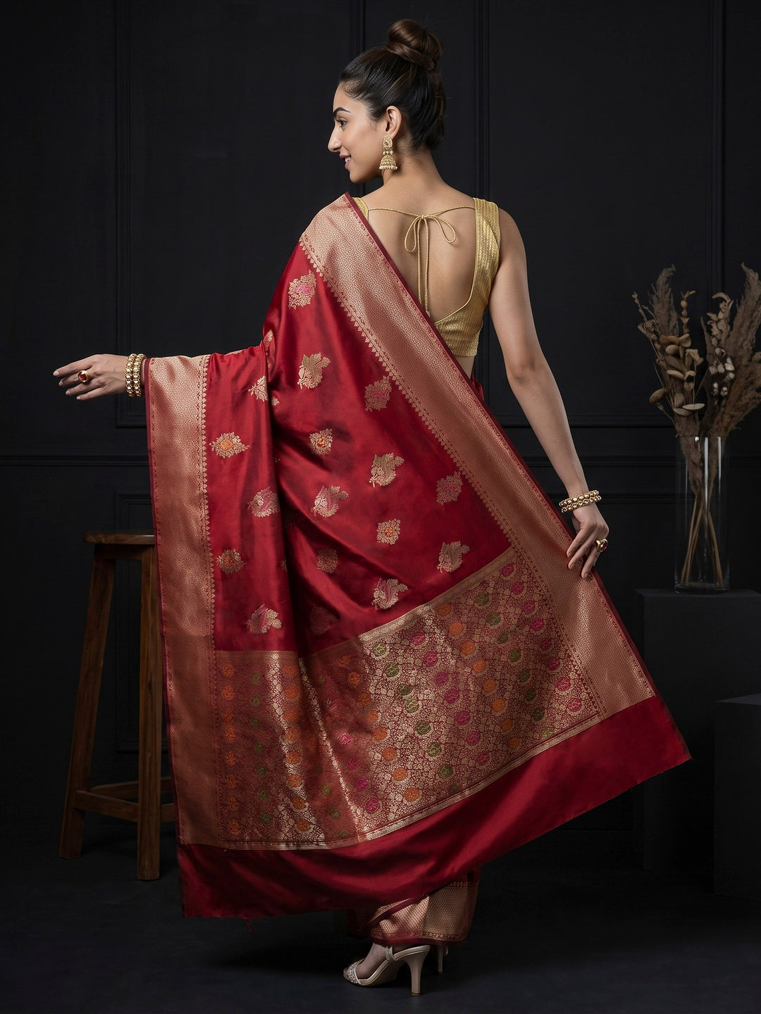 Red Banarasi Woven Saree