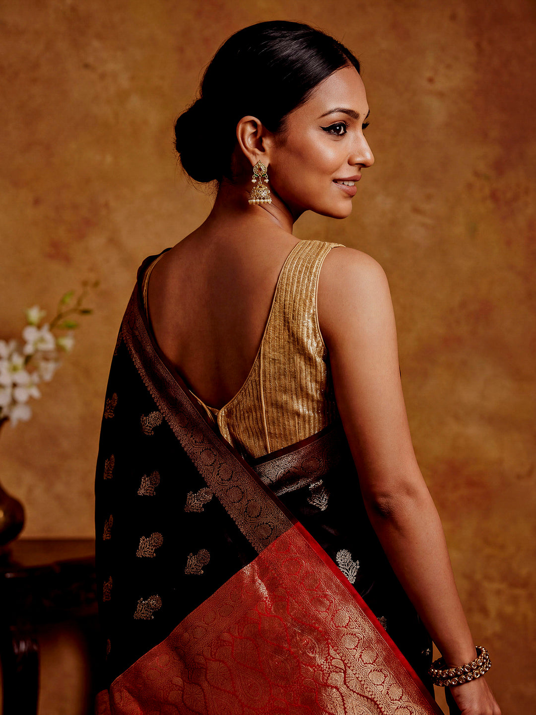 Black Woven Design Art Katan Saree
