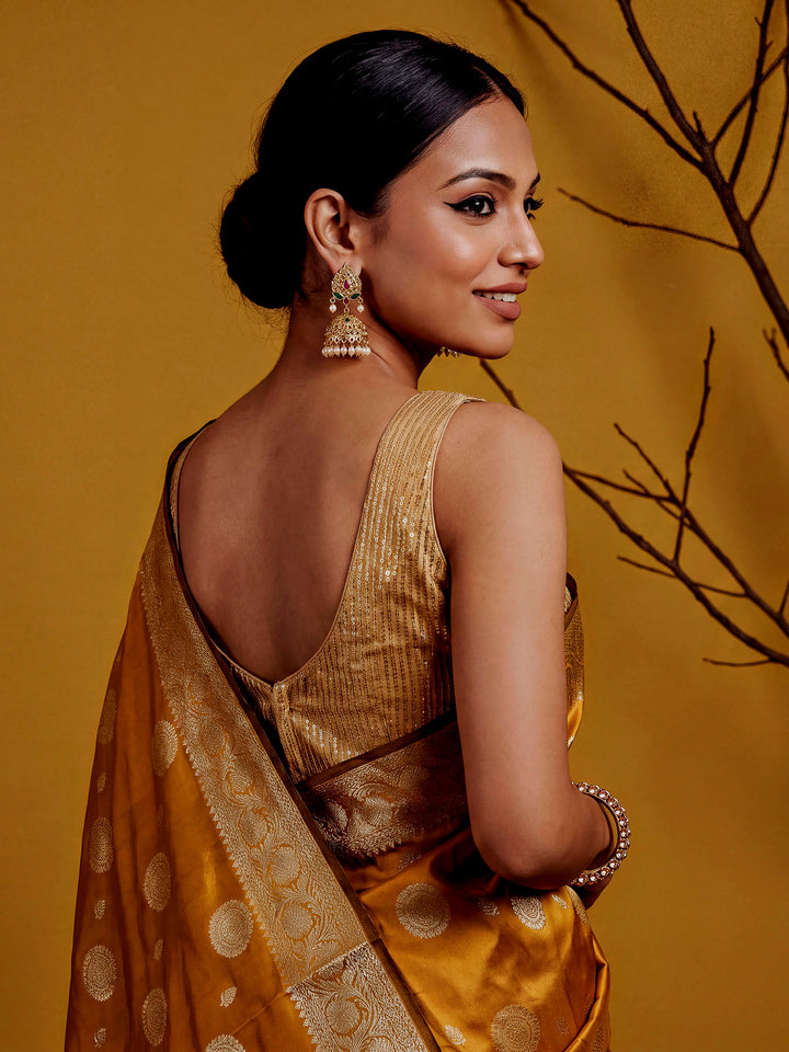 Mustard Woven Design Art Katan Saree