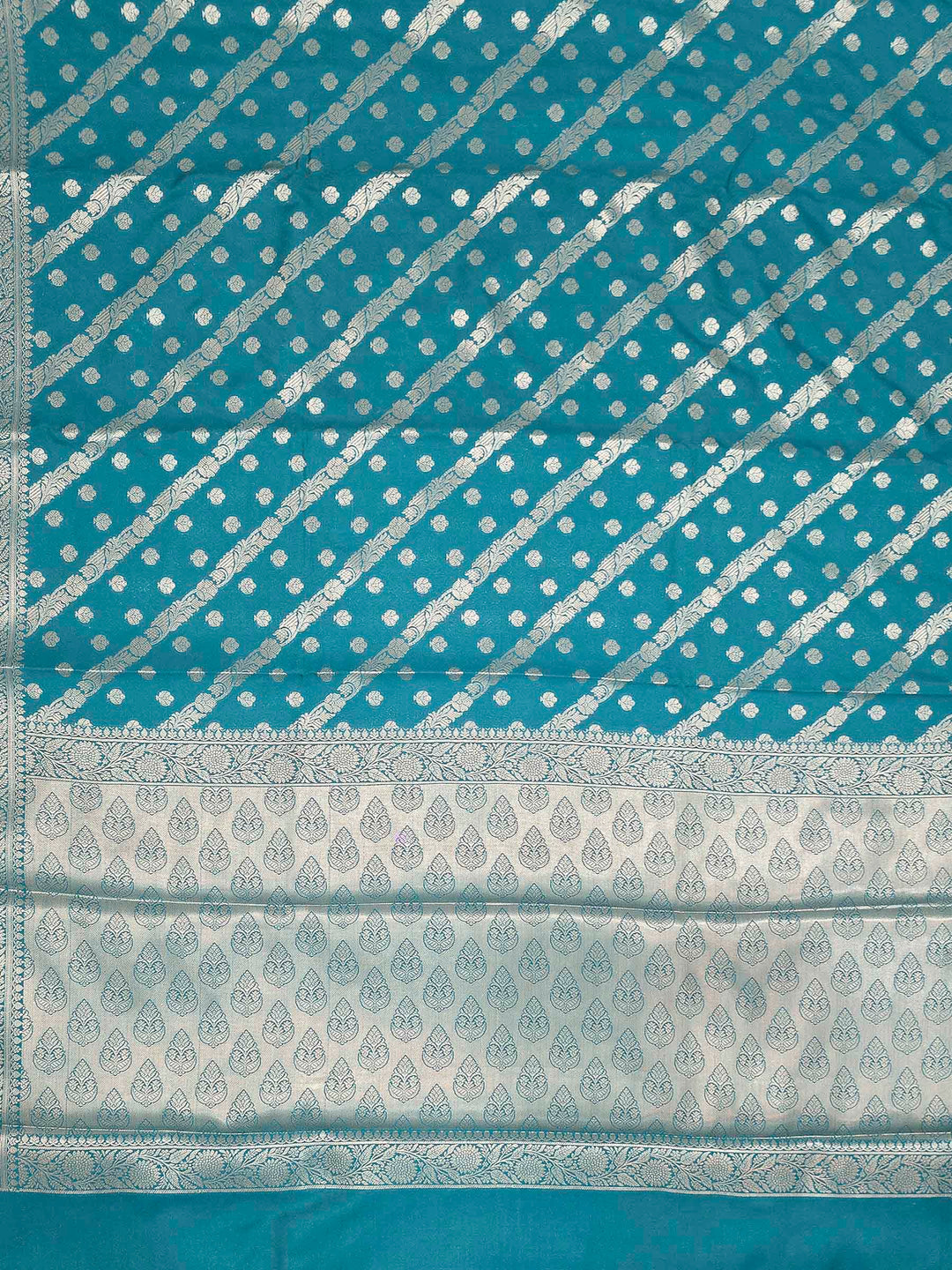 Teal Blue Woven Design Banarasi Saree