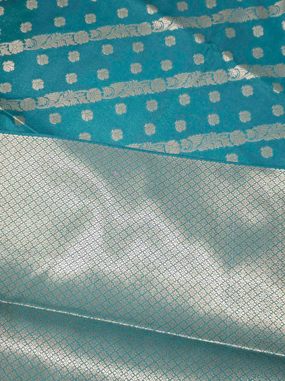 Teal Blue Woven Design Banarasi Saree
