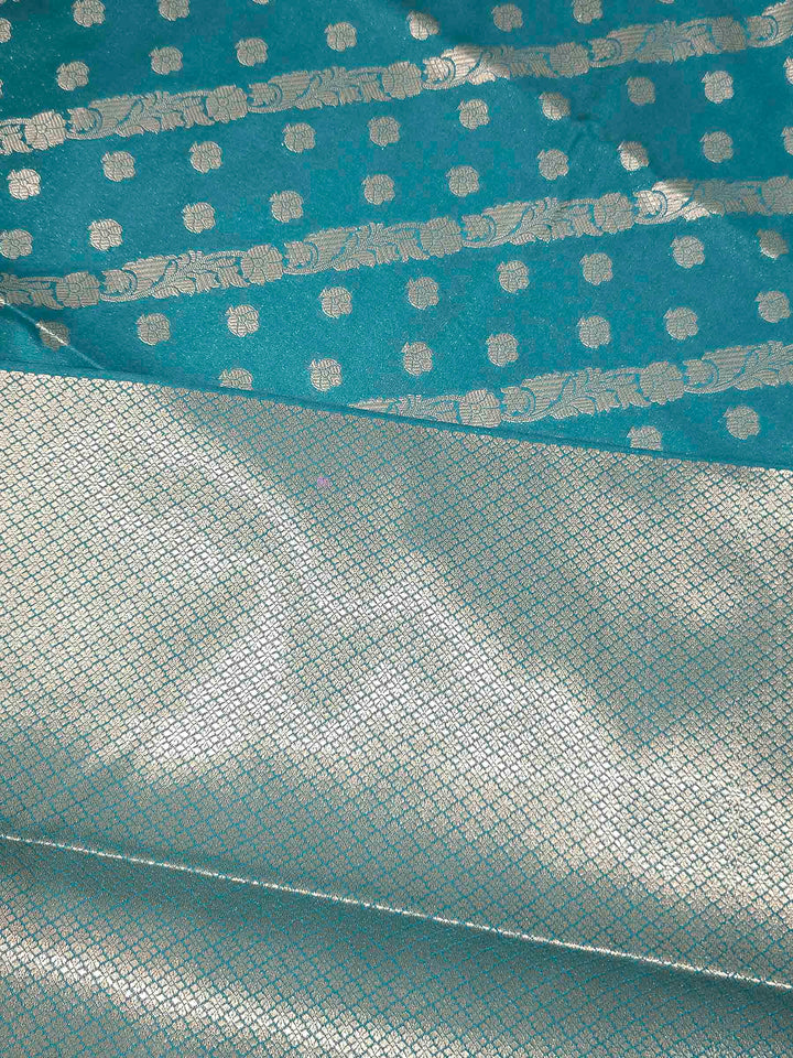 Teal Blue Woven Design Banarasi Saree