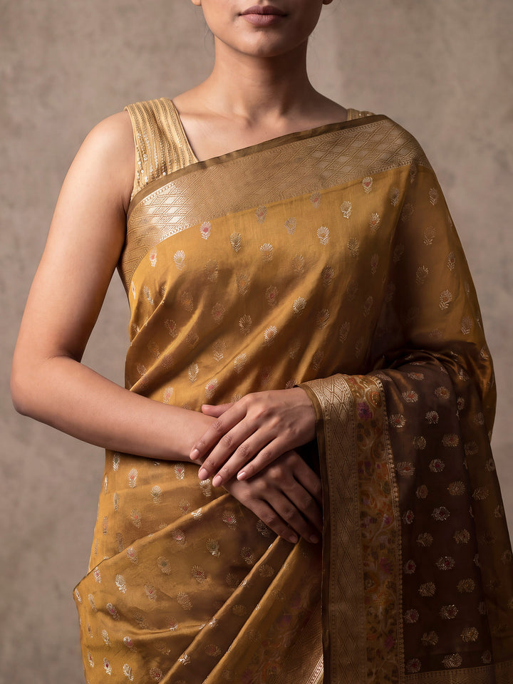 Mustard Banarasi Woven Saree