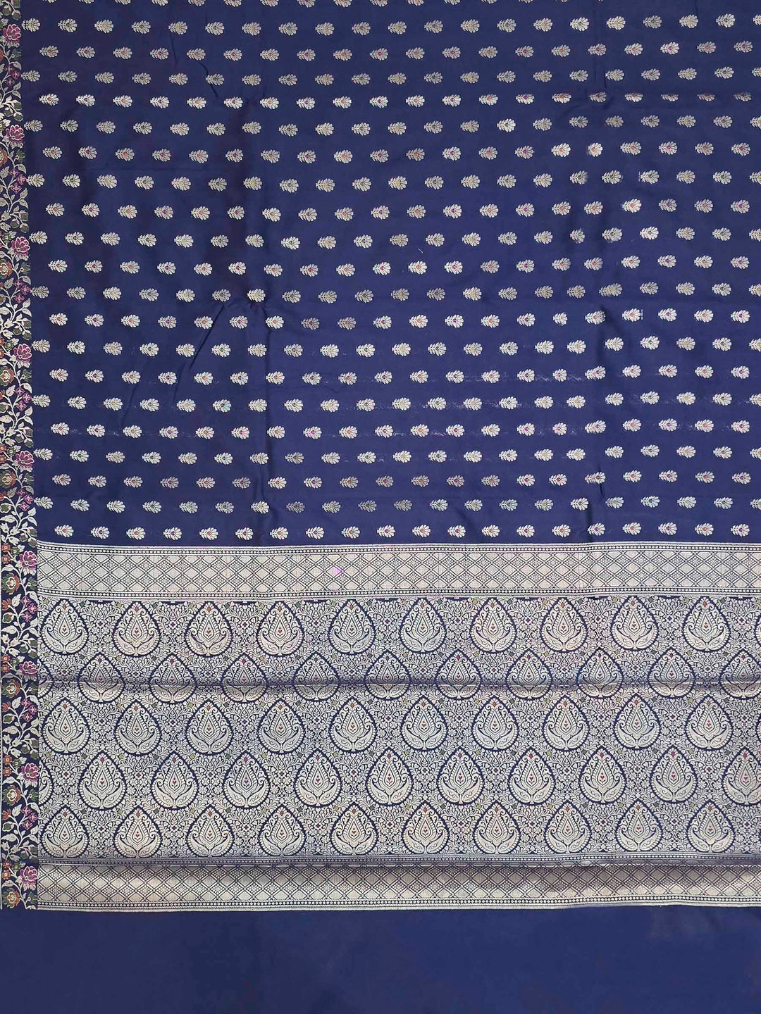 Navy Blue Banarasi Woven Saree