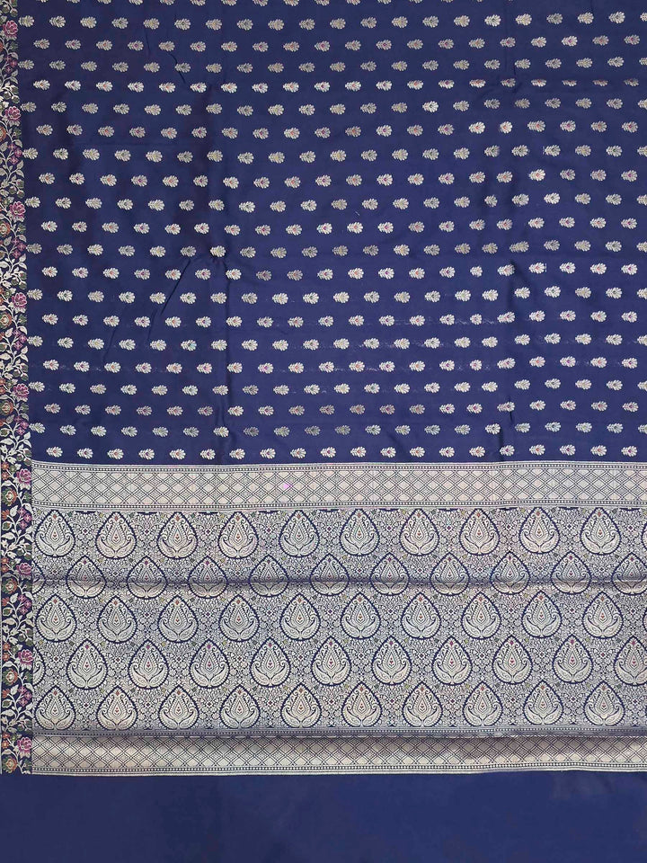 Navy Blue Banarasi Woven Saree
