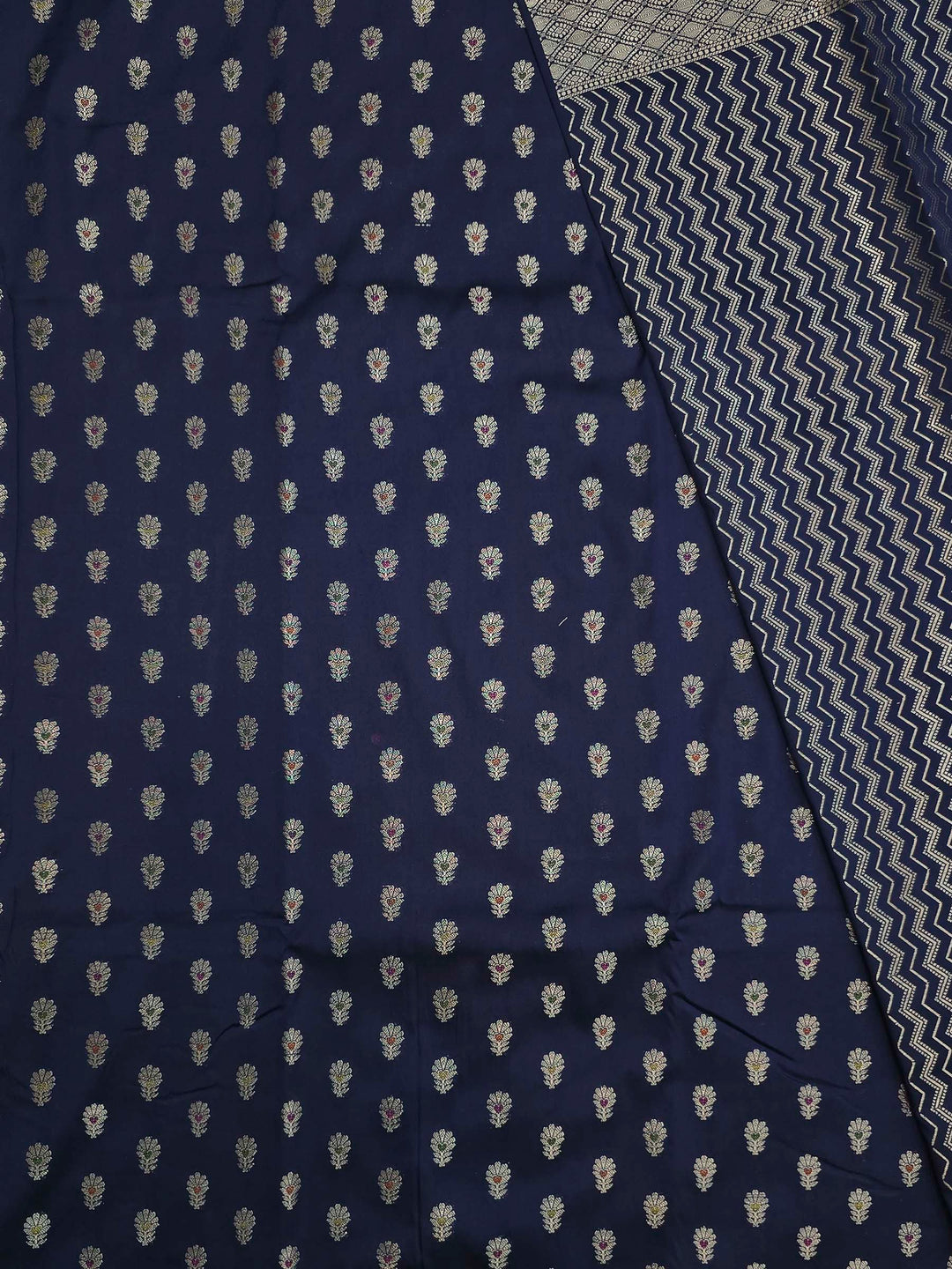 Navy Blue Banarasi Woven Saree