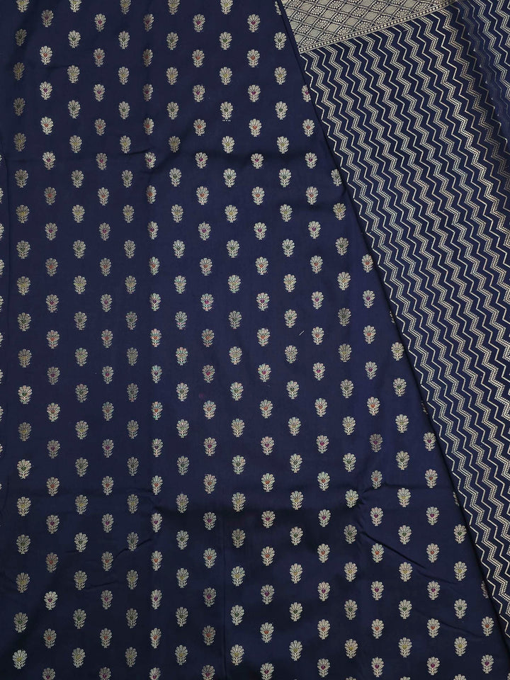 Navy Blue Banarasi Woven Saree