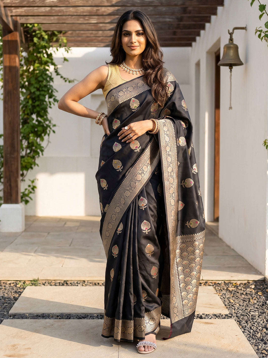 Black Banarasi Woven Saree