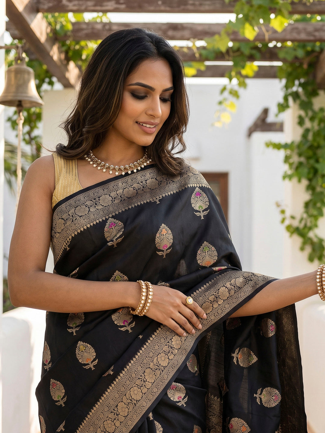 Black Banarasi Woven Saree