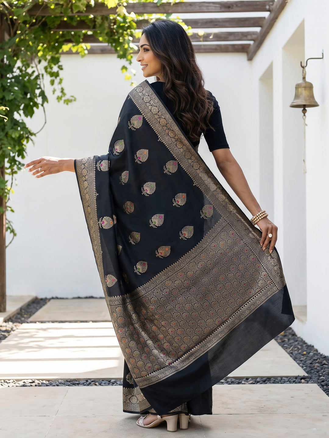 Black Banarasi Woven Saree