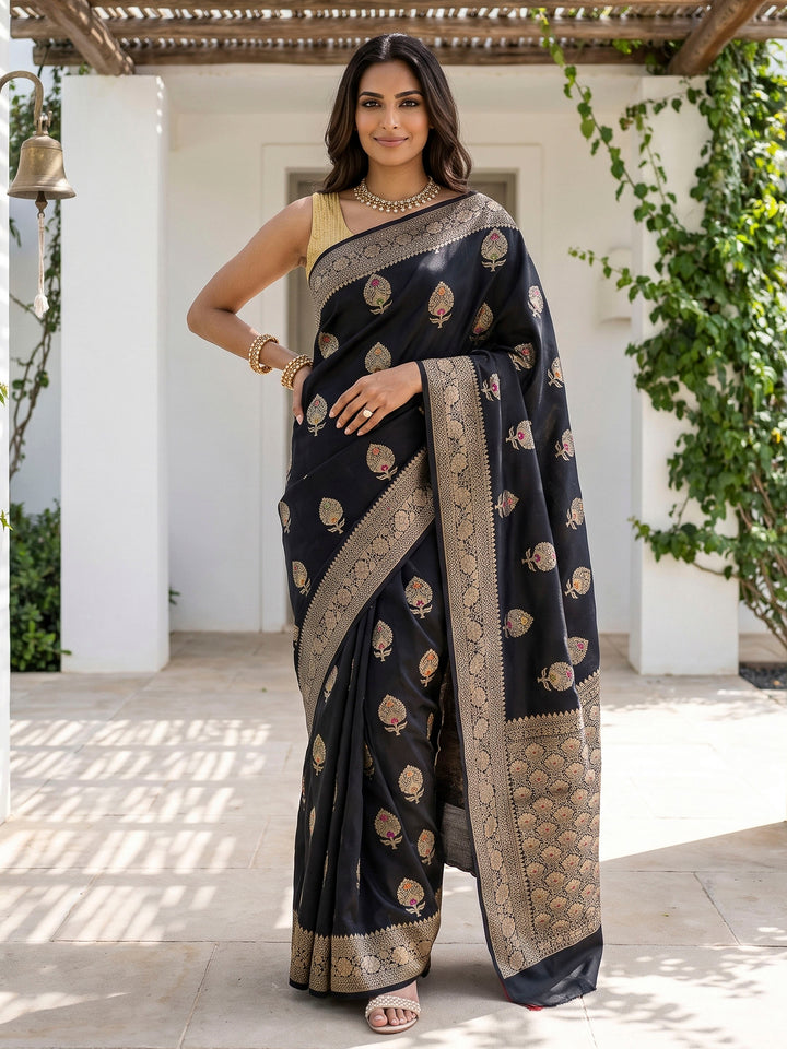 Black Banarasi Woven Saree