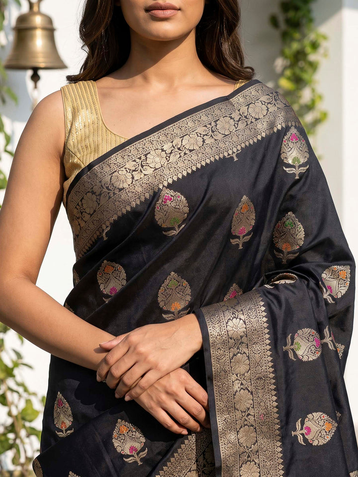 Black Banarasi Woven Saree