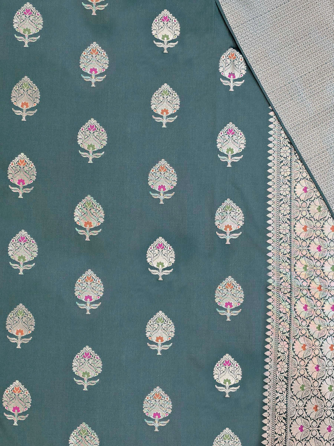 Bottle Green Banarasi Woven Saree
