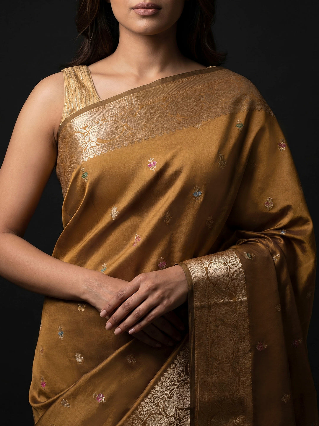 Mustard Banarasi Woven Saree