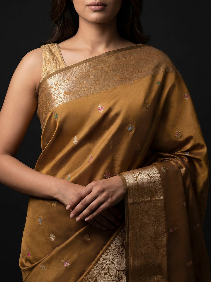 Mustard Banarasi Woven Saree