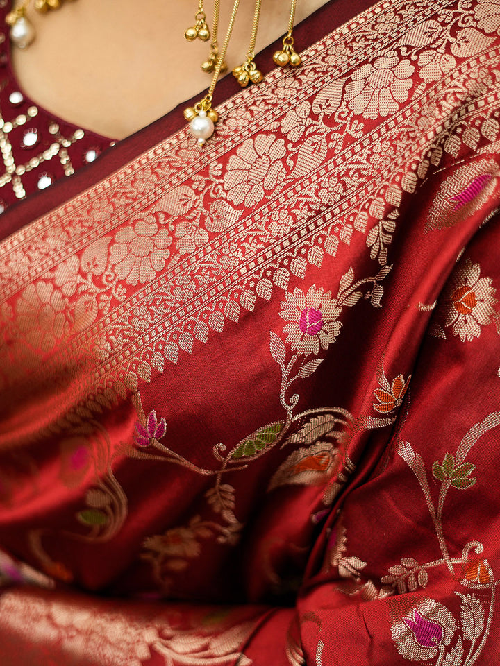Red Woven Design Art Katan Saree