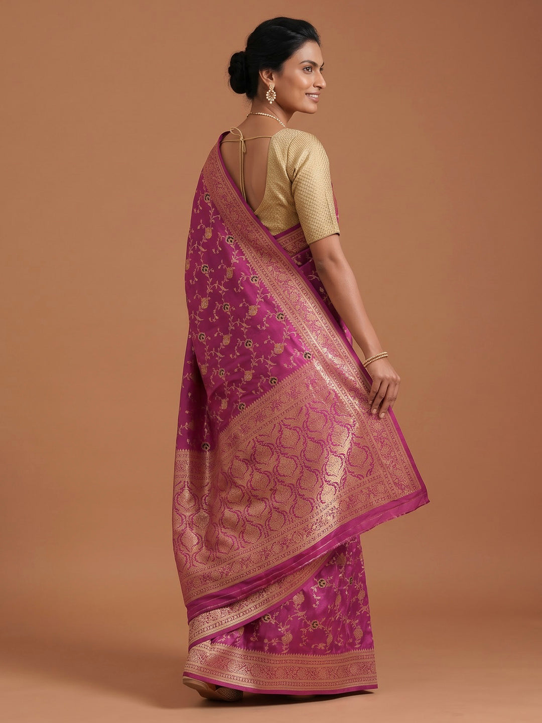 Lavender Satin Woven Saree