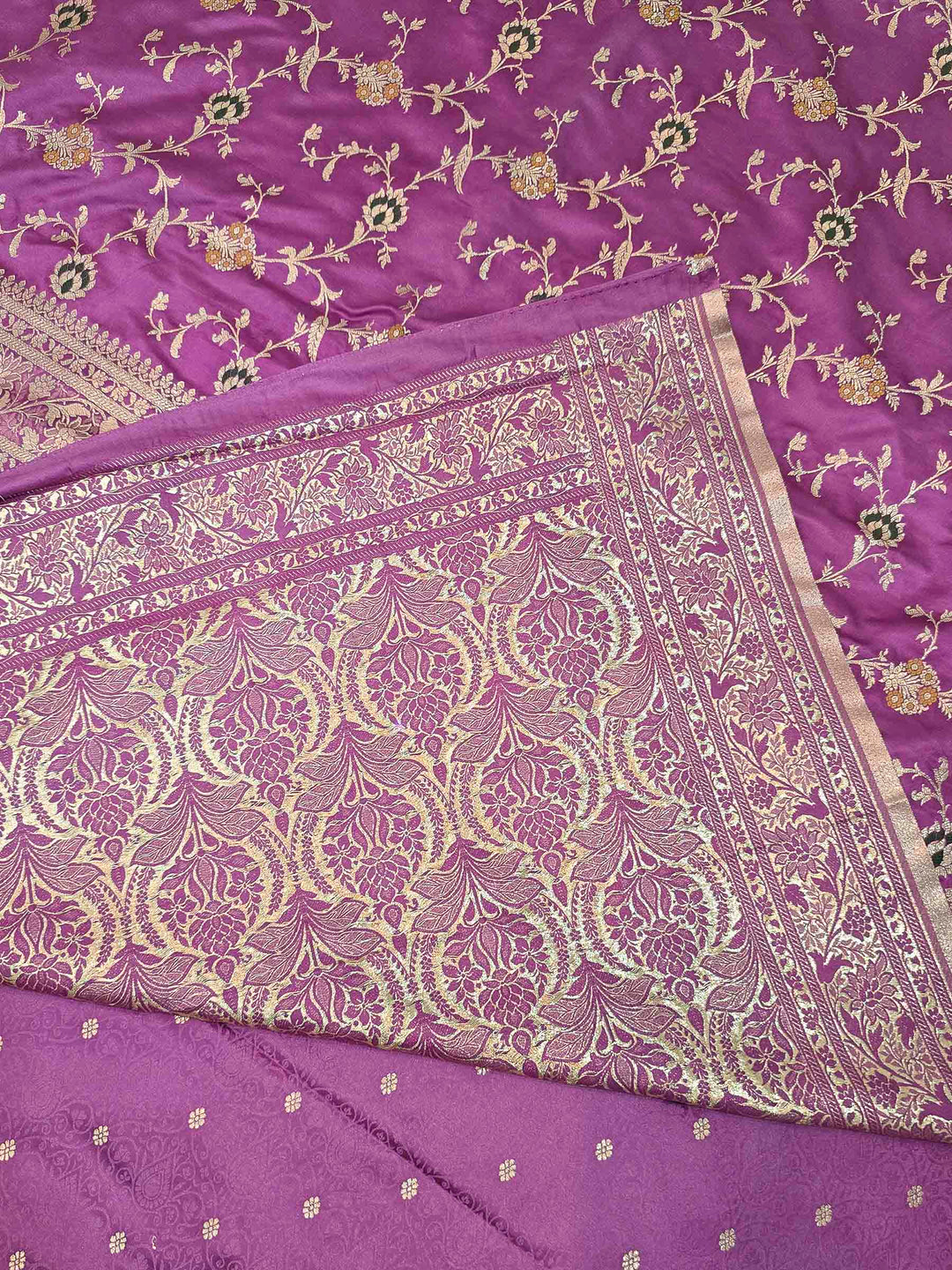 Lavender Satin Woven Saree