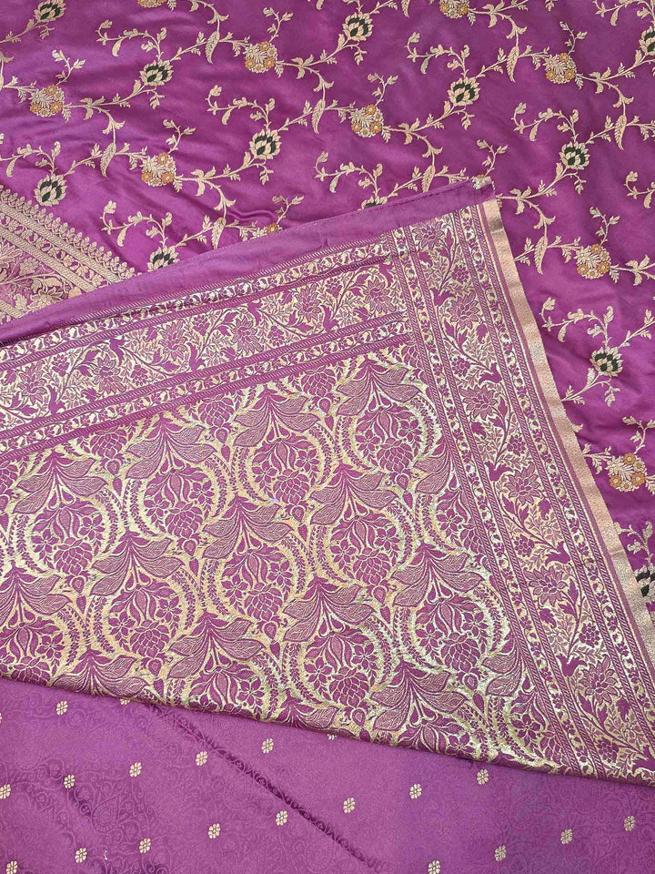Lavender Satin Woven Saree