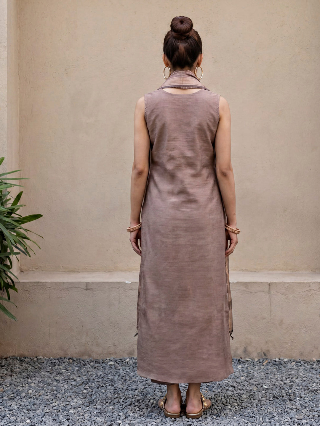Lavender-Grey Chanderi Embroided Unstitched Dress Material