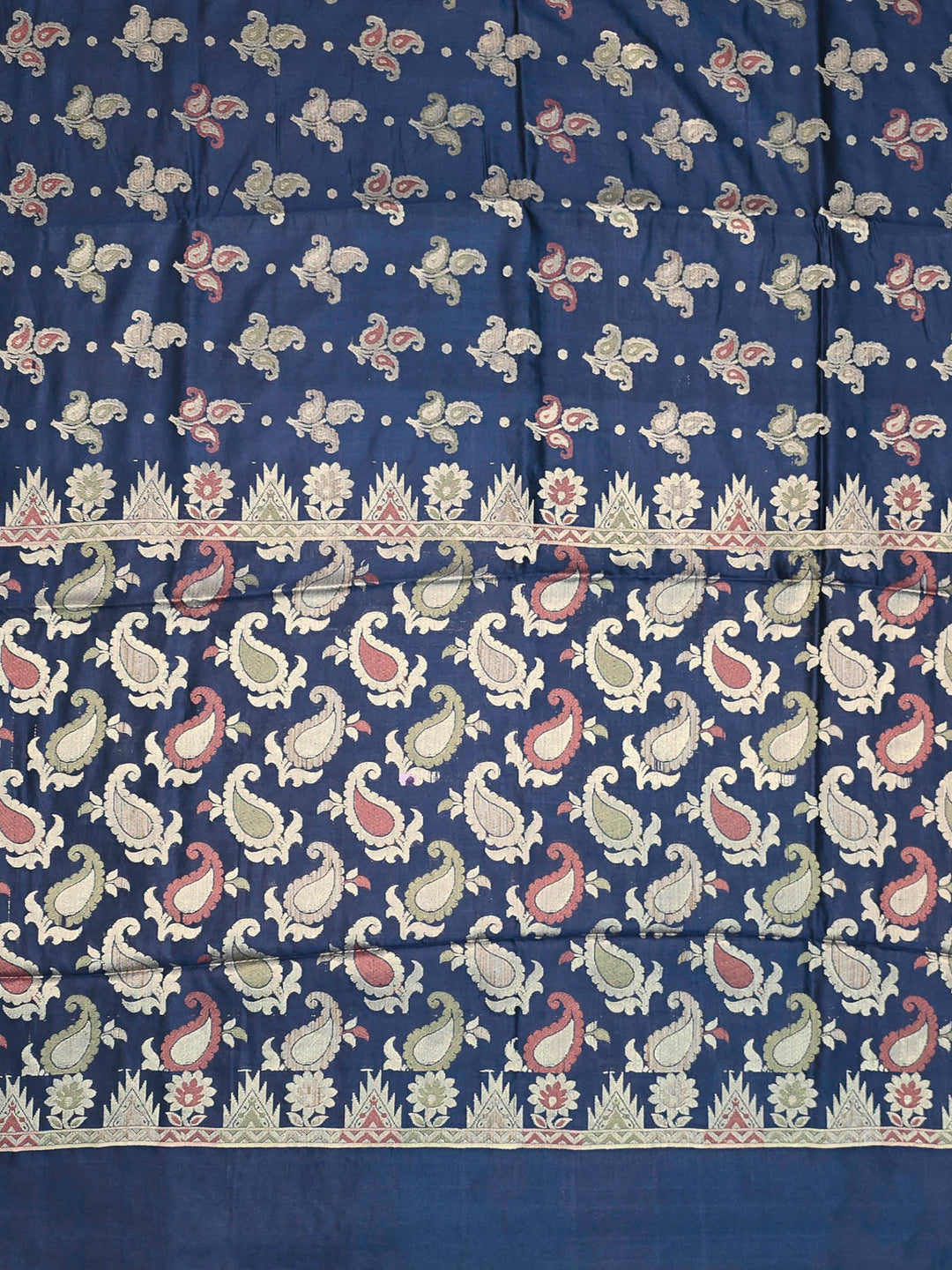 Navy Blue Woven Design Art Silk Saree