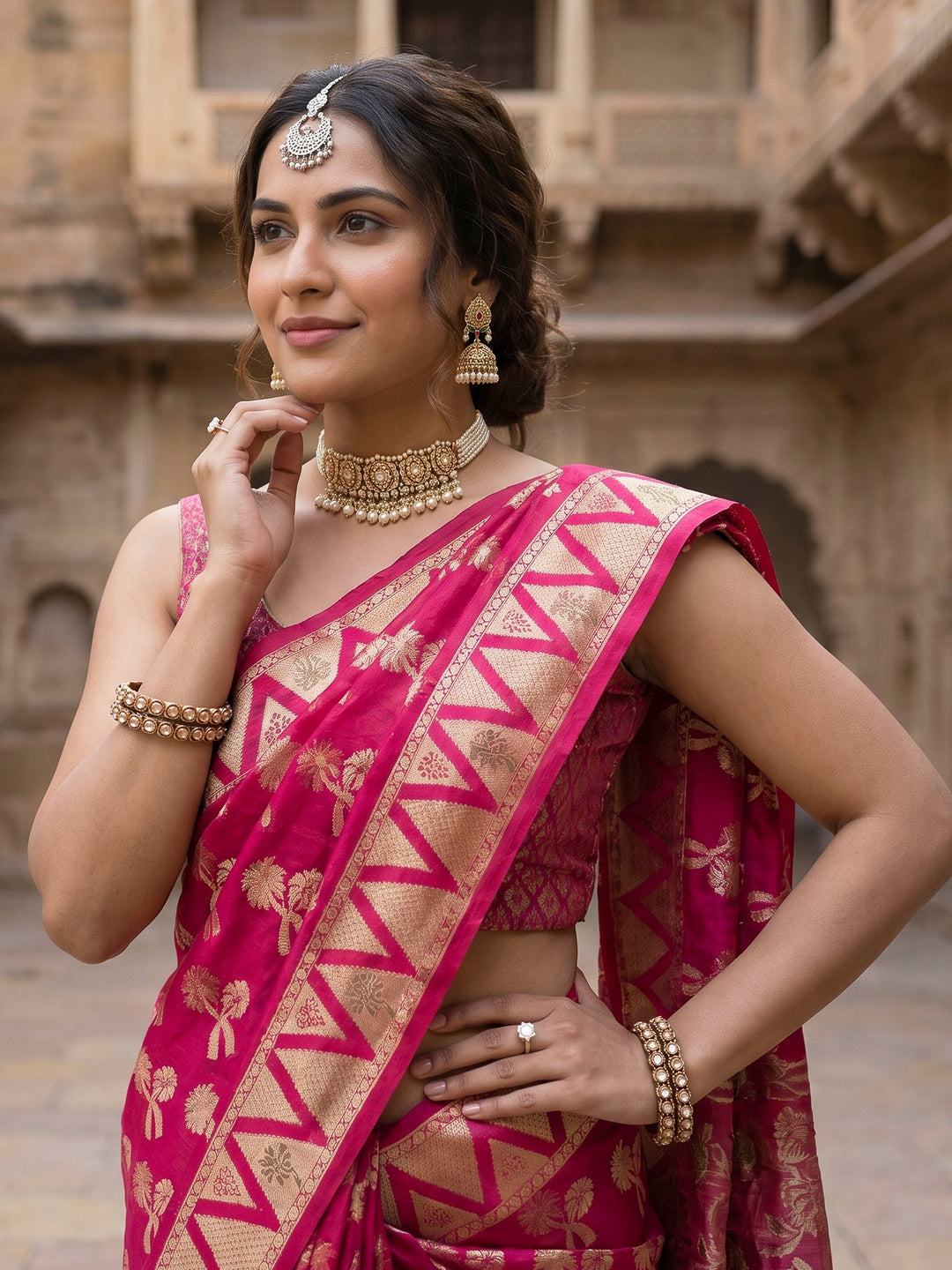 Red Woven Design Banarasi Saree