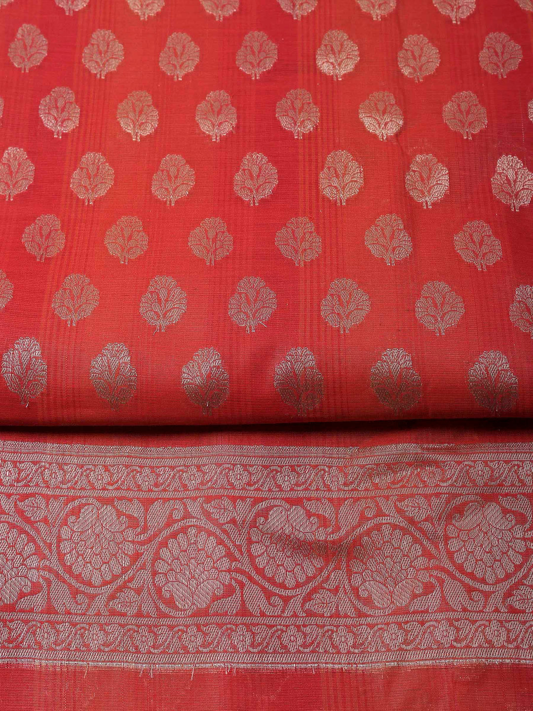 Rust Banarasi Chanderi Unstitched Dress Material