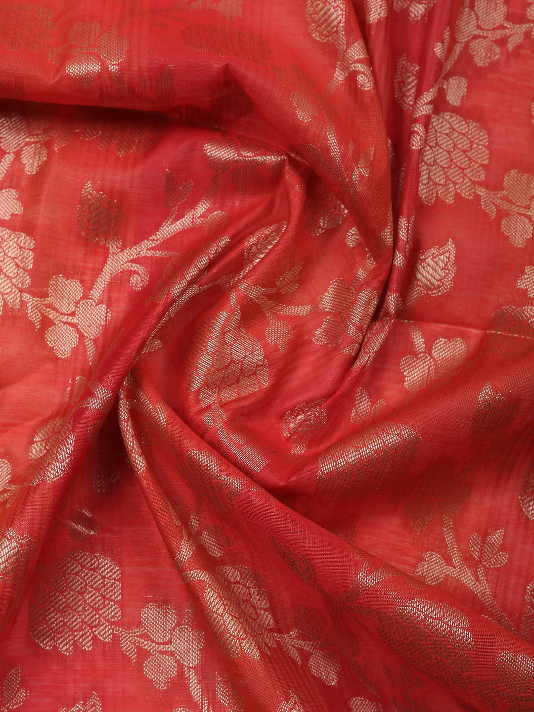 Rust Banarasi Chanderi Unstitched Dress Material