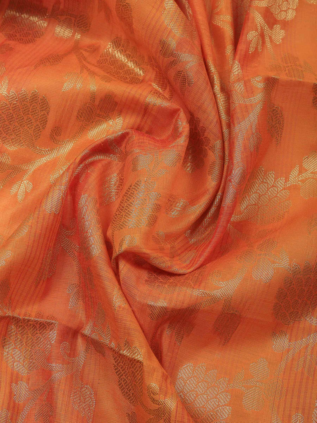 Orange Banarasi Chanderi Unstitched Dress Material