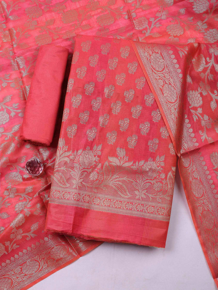 Rani Banarasi Chanderi Unstitched Dress Material