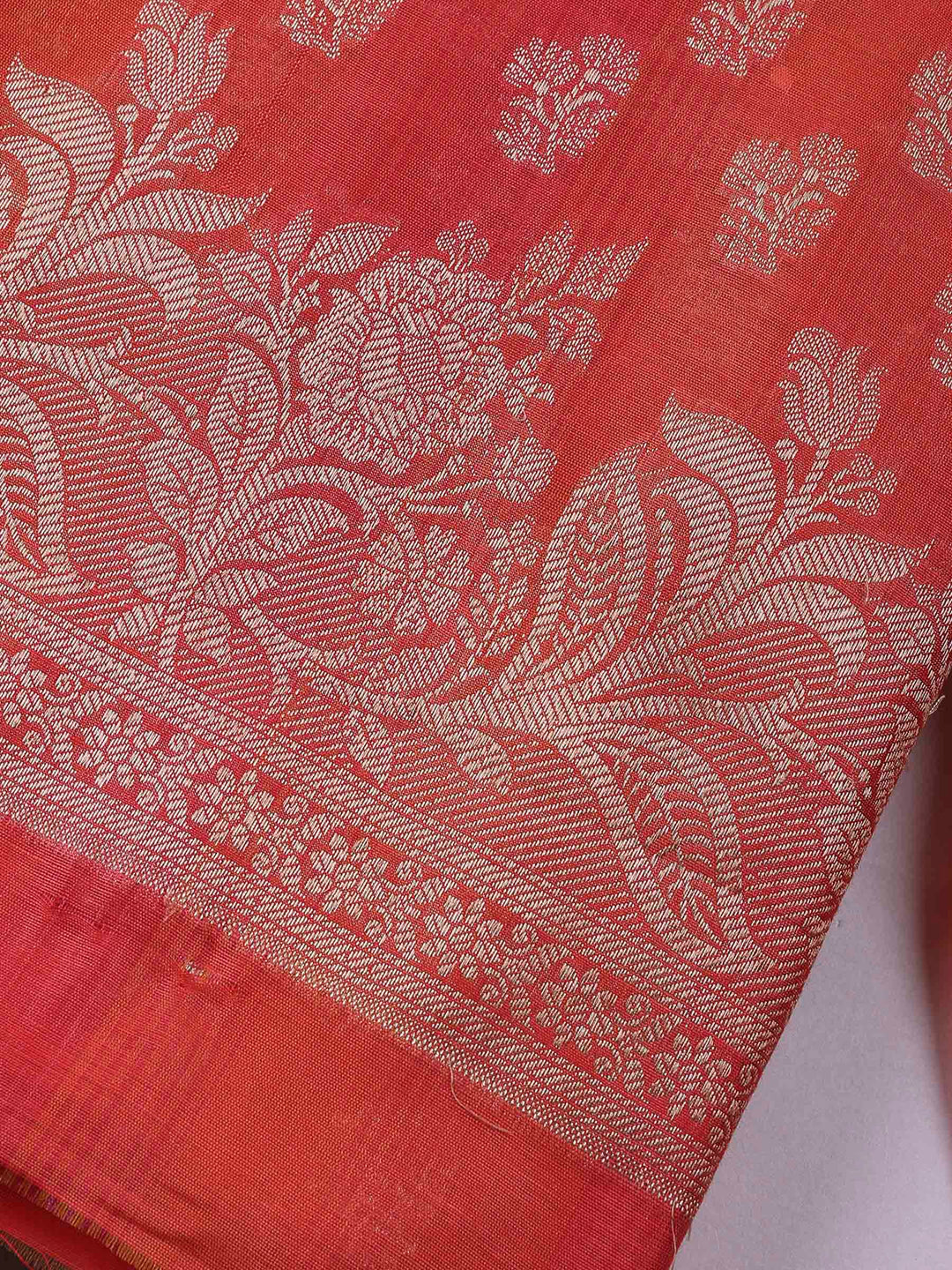 Rust Banarasi Chanderi Unstitched Dress Material