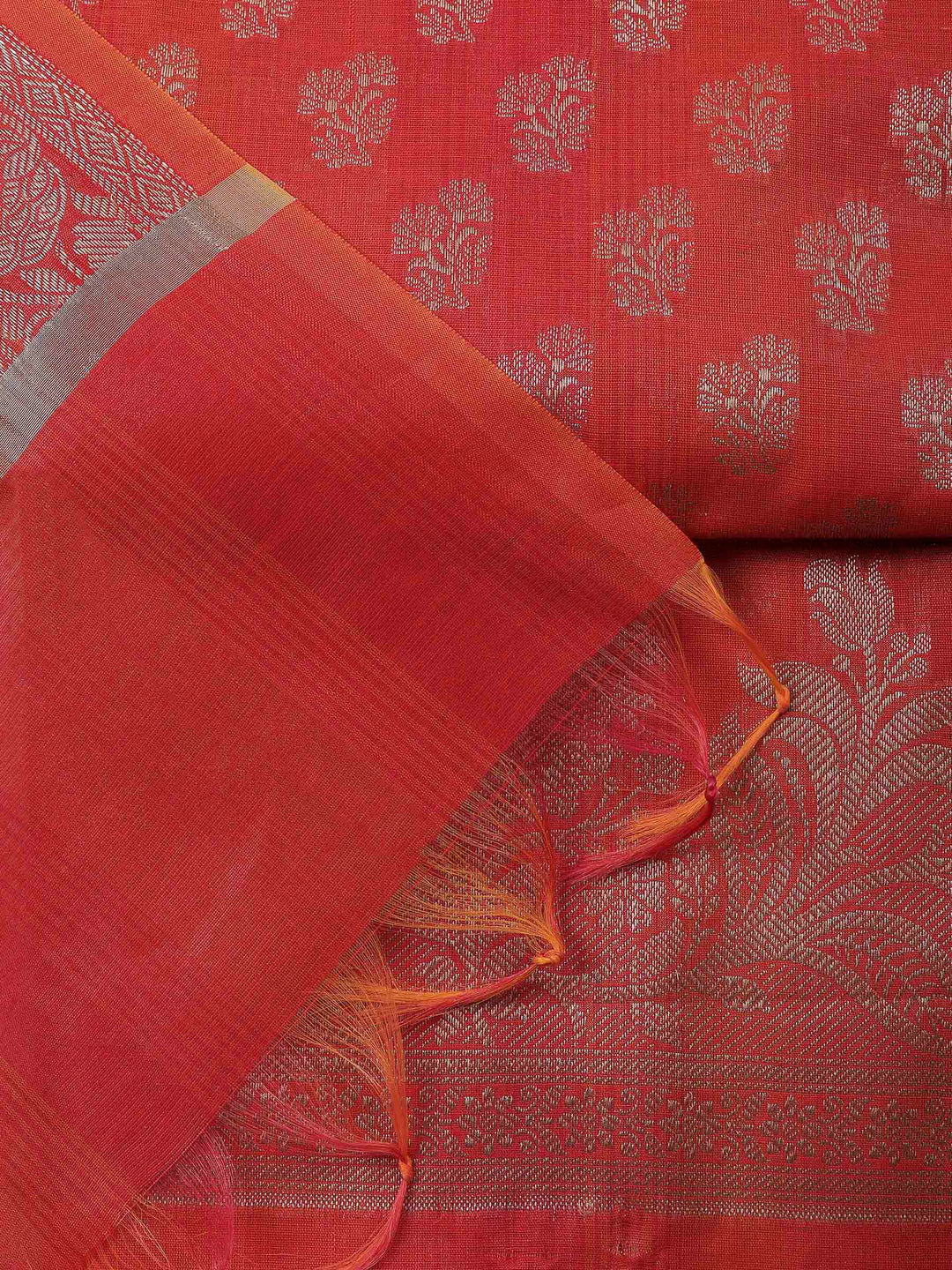 Rust Banarasi Chanderi Unstitched Dress Material