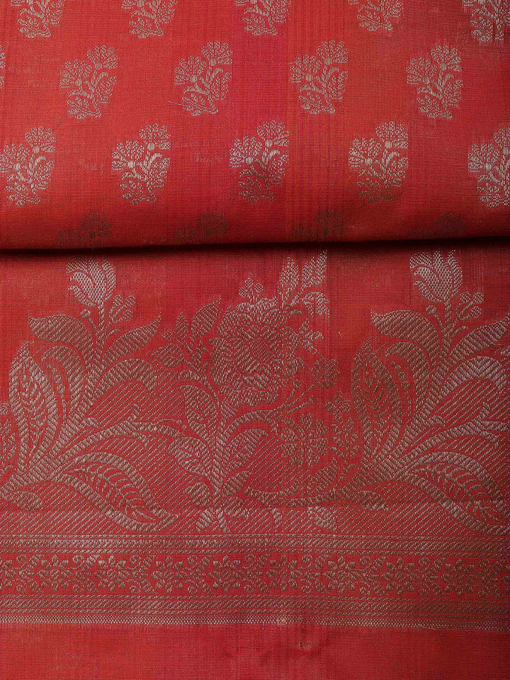 Rust Banarasi Chanderi Unstitched Dress Material