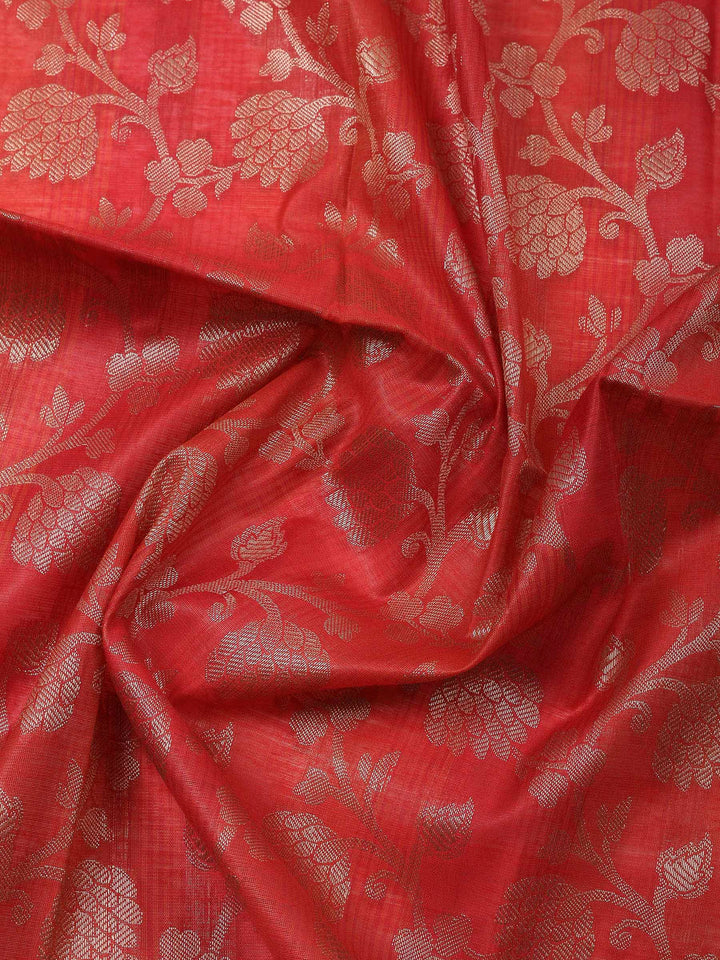 Rust Banarasi Chanderi Unstitched Dress Material