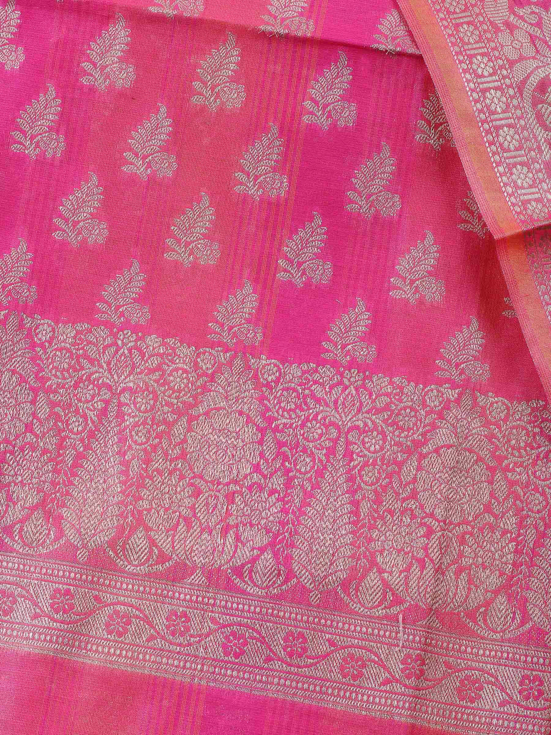 Rani Woven Design Chanderi Unstitched Suit &amp; Pant With Banarsi Dupatta