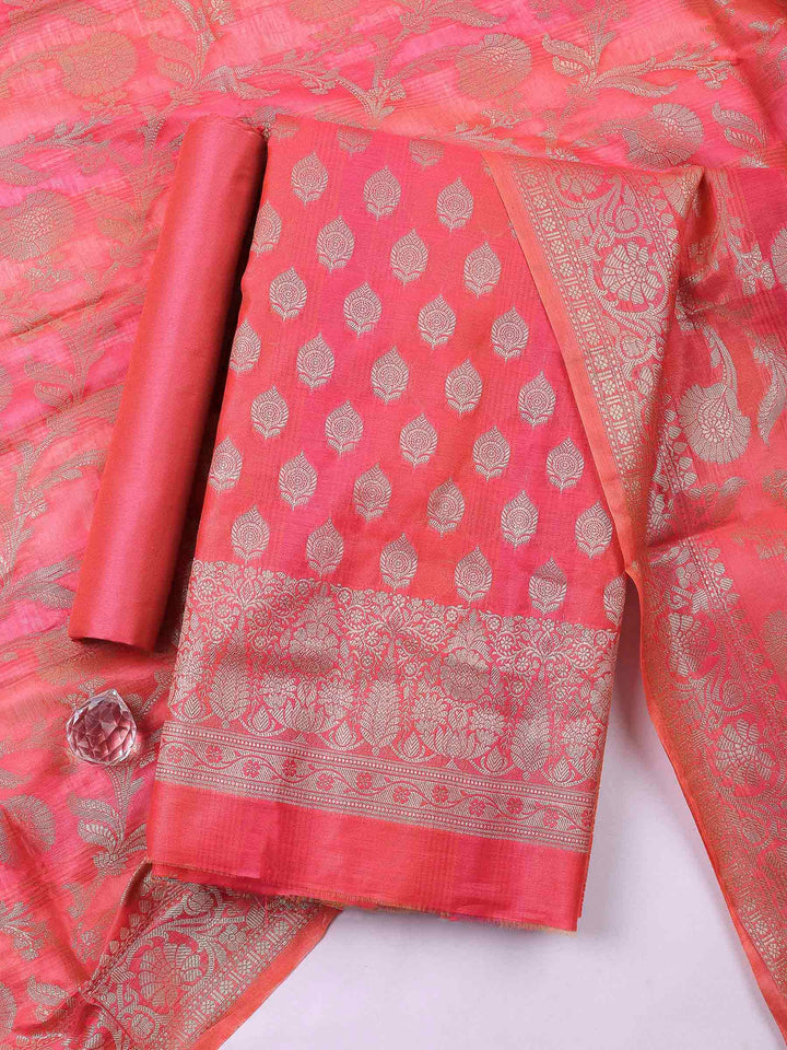 Rani Banarasi Chanderi Unstitched Dress Material