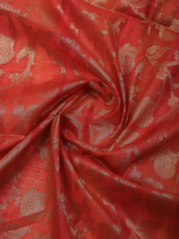 Rust Banarasi Chanderi Unstitched Dress Material