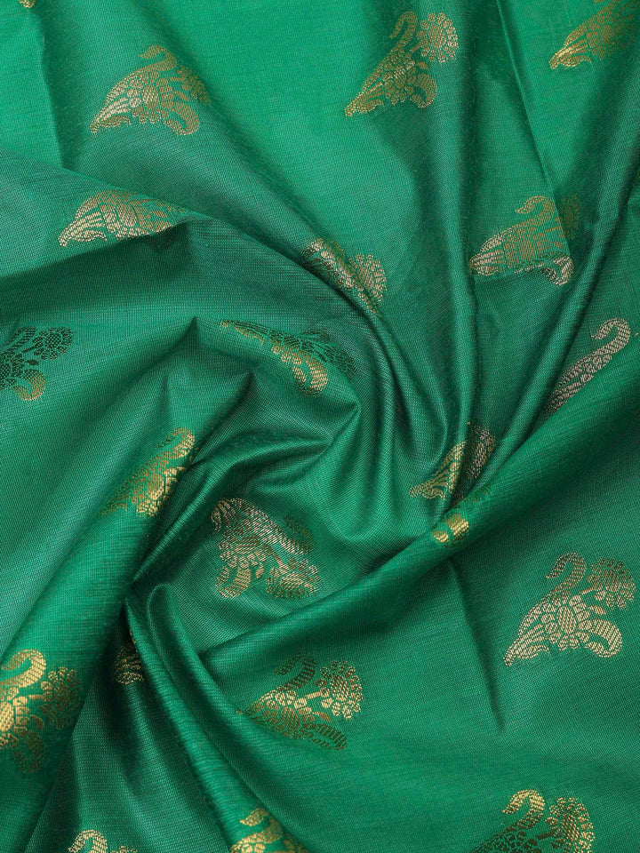 Green Banarasi Chanderi Unstitched Dress Material