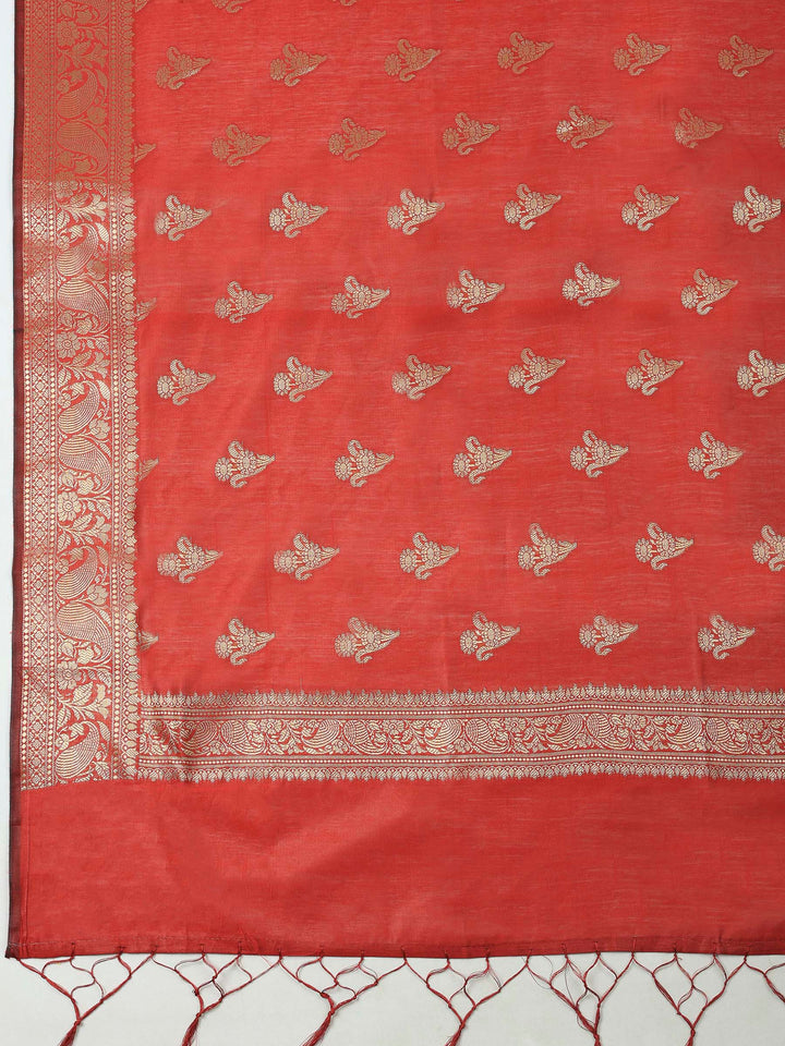 Maroon Banarasi Chanderi Unstitched Dress Material