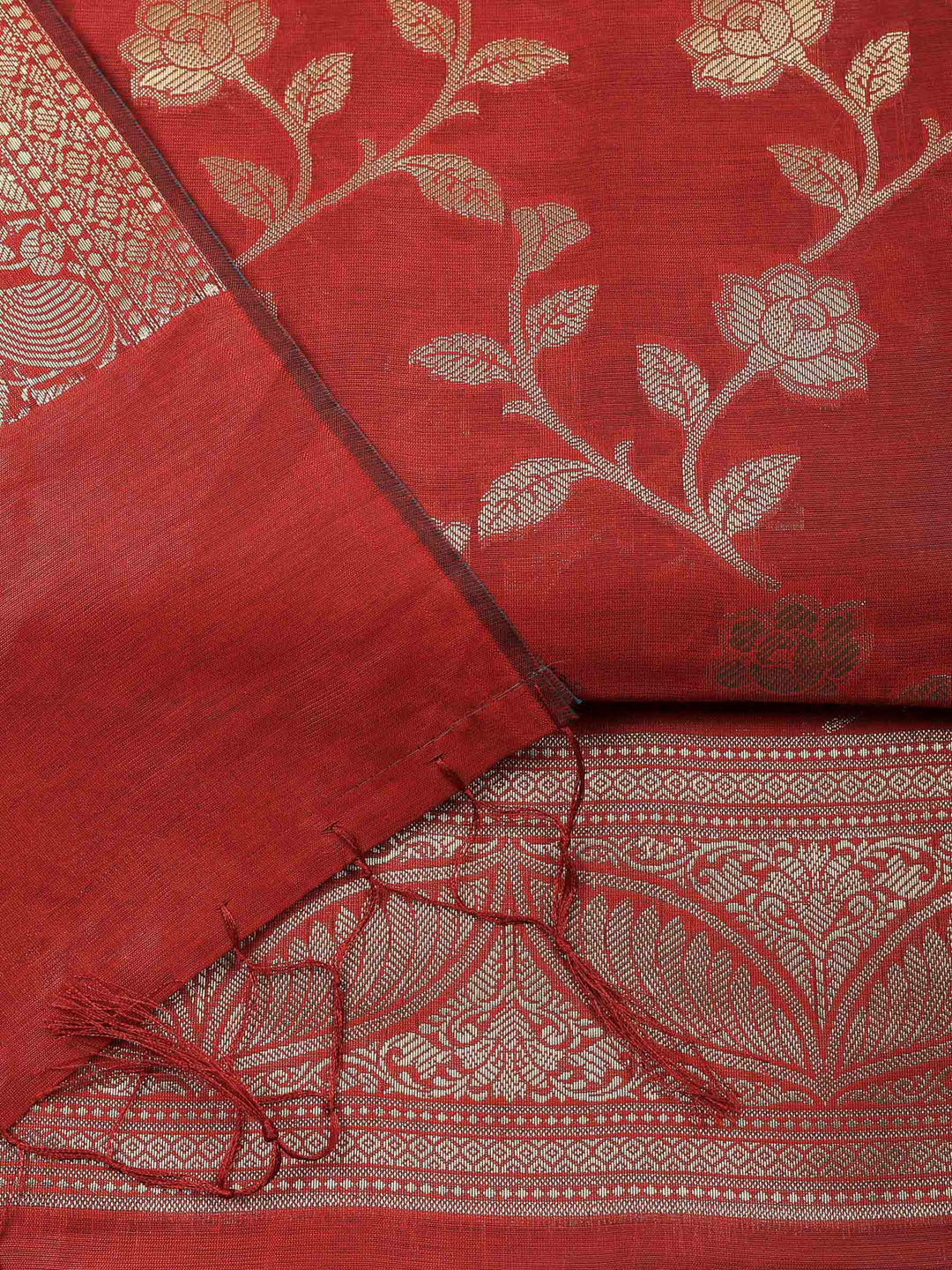 Maroon Banarasi Chanderi Unstitched Dress Material