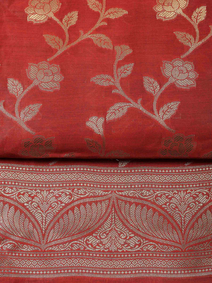 Maroon Banarasi Chanderi Unstitched Dress Material