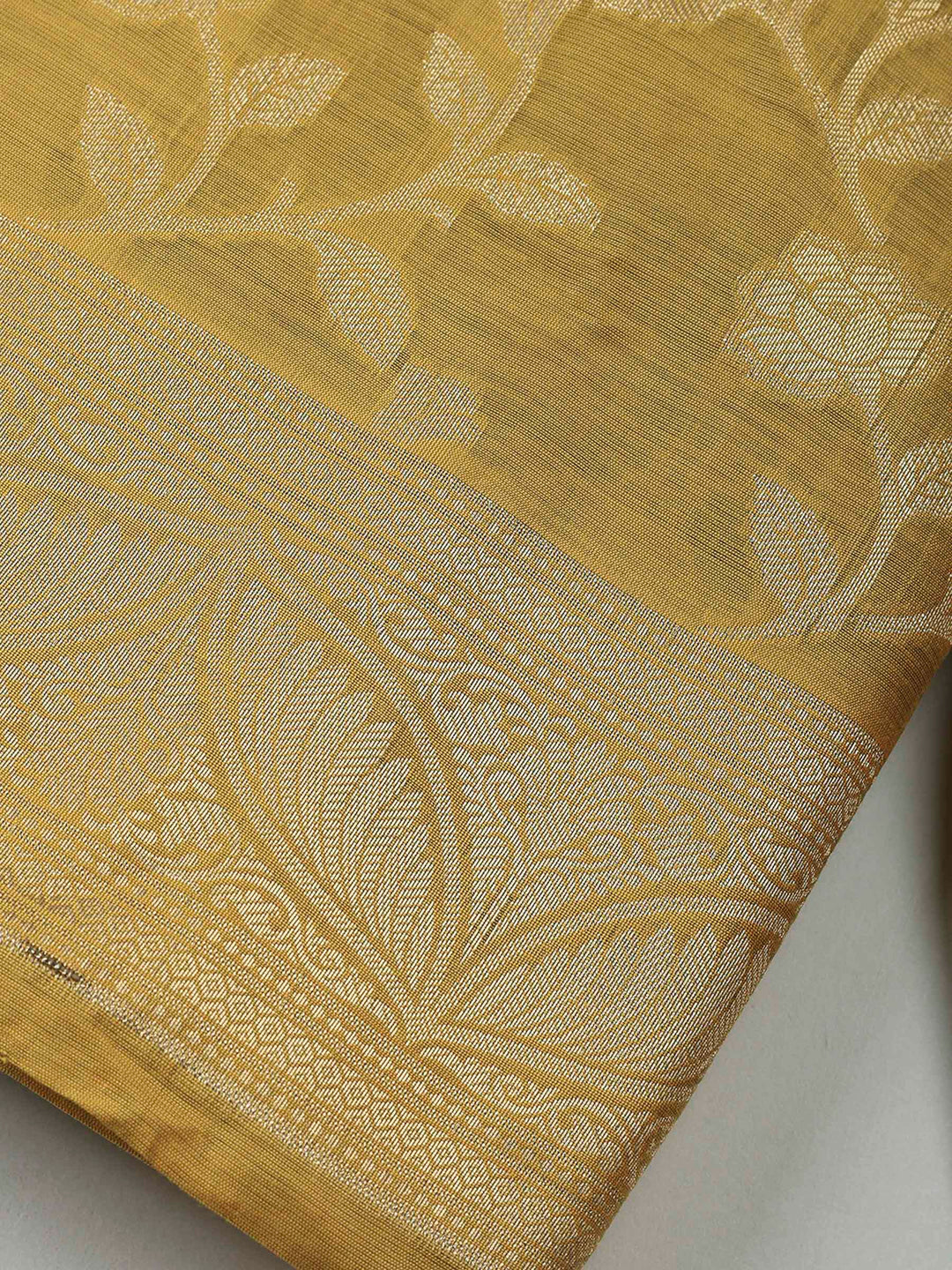 Mustard Banarasi Chanderi Unstitched Dress Material
