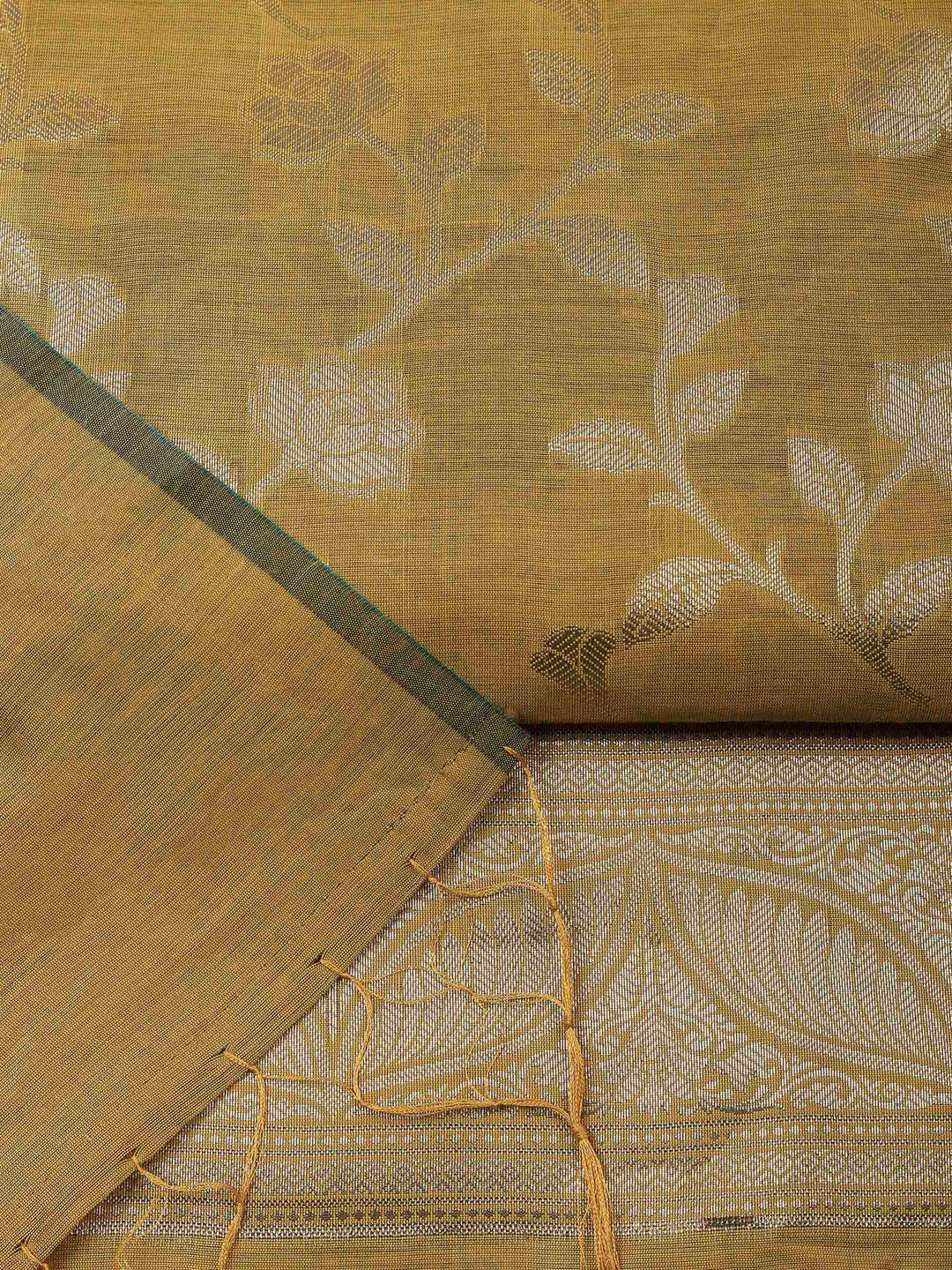 Mustard Banarasi Chanderi Unstitched Dress Material