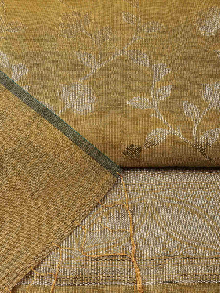 Mustard Banarasi Chanderi Unstitched Dress Material